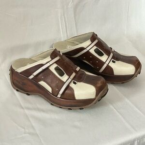 VTG Steve Madden athletic-style leather mules/slip-on shoes brown & cream S/7B